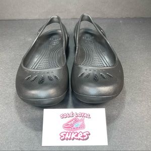 Crocs Iconic Comfort‎ Flats Women's Size 6 Black Slip On Strap Ballet Shoes